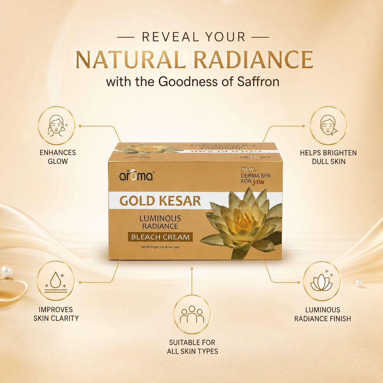 Gold Kesar Bleach Cream – Glow-Enhancing Bleach with Gold Dust & Saffron for Radiant Complexion