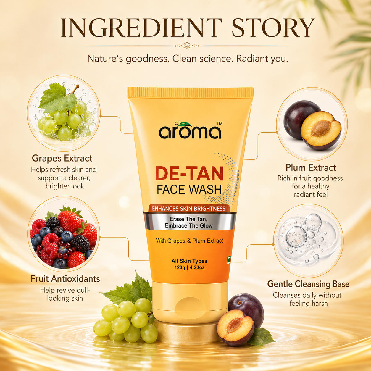 De Tan Face Wash – Tan Removal Cleanser for Brighter, Even-Toned Skin