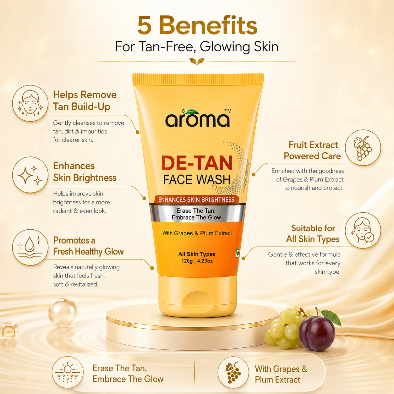 De Tan Face Wash – Tan Removal Cleanser for Brighter, Even-Toned Skin