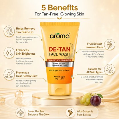 De Tan Face Wash – Tan Removal Cleanser for Brighter, Even-Toned Skin