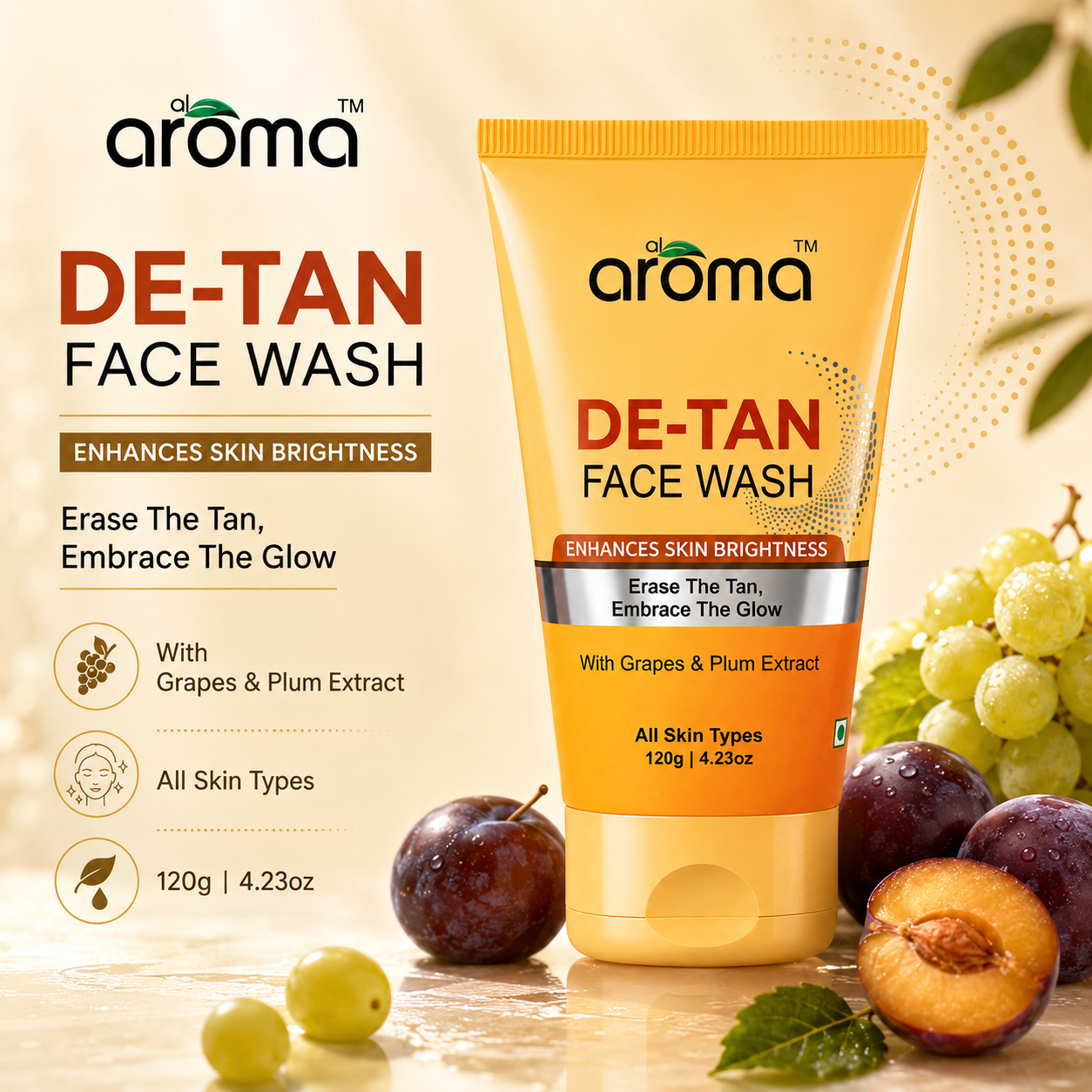 De Tan Face Wash – Tan Removal Cleanser for Brighter, Even-Toned Skin