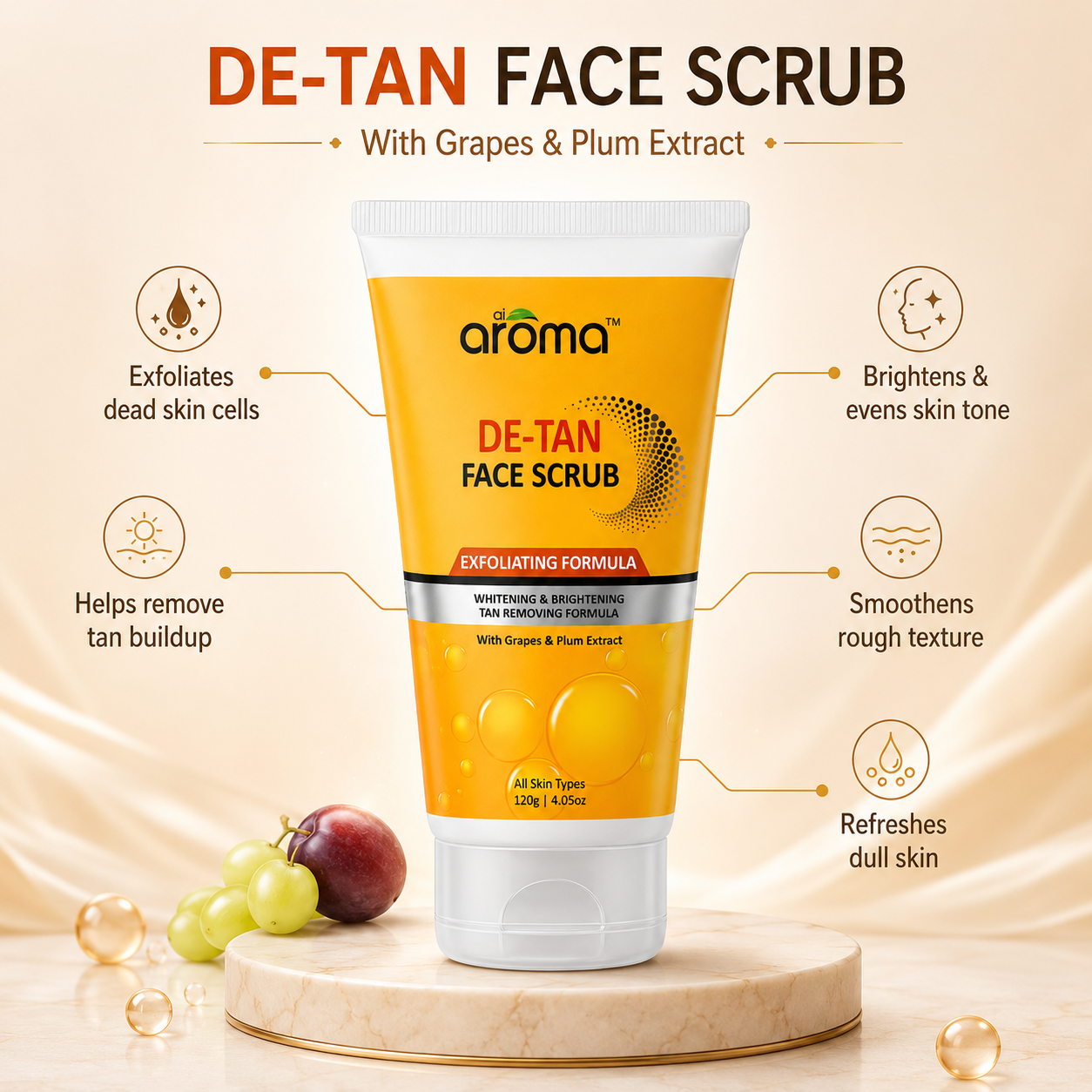 De Tan Face Scrub – Tan Removal & Exfoliating Scrub for Clear, Even-Toned Skin
