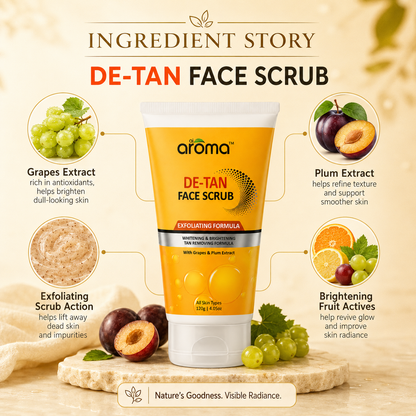 De Tan Face Scrub – Tan Removal & Exfoliating Scrub for Clear, Even-Toned Skin