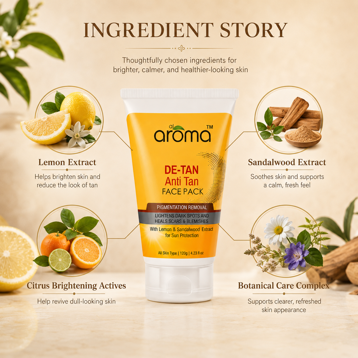 De Tan Face Pack – Tan Removal & Brightening Mask for Sun-Exposed Skin