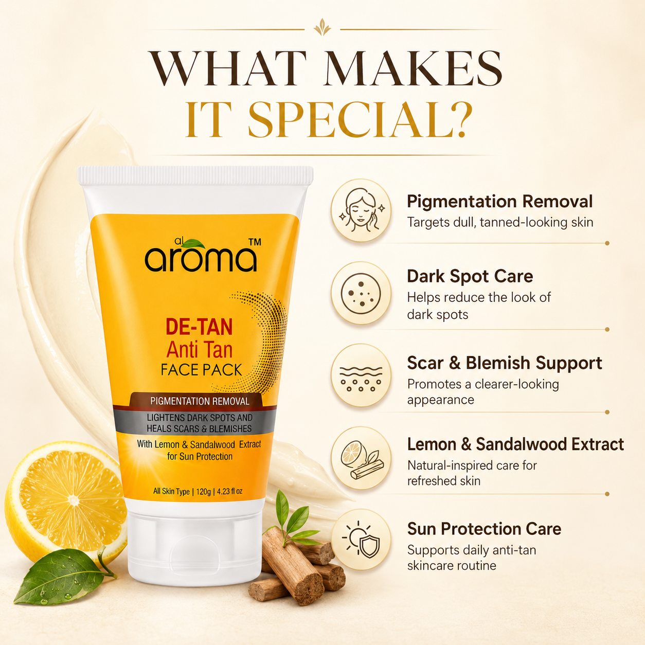 De Tan Face Pack – Tan Removal & Brightening Mask for Sun-Exposed Skin