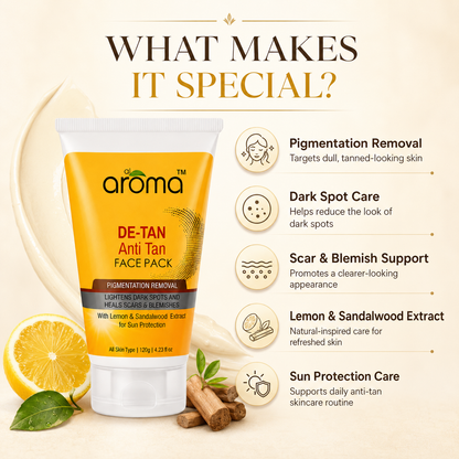 De Tan Face Pack – Tan Removal & Brightening Mask for Sun-Exposed Skin