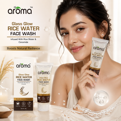 Glass Glow Rice Water Face Wash with Rice Water & Ceramide – Hydrating Korean Glow Cleanser