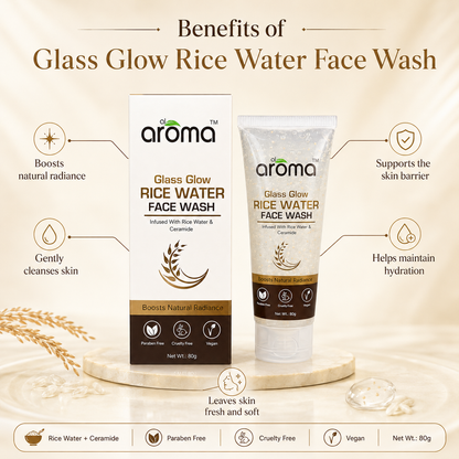 Glass Glow Rice Water Face Wash with Rice Water & Ceramide – Hydrating Korean Glow Cleanser