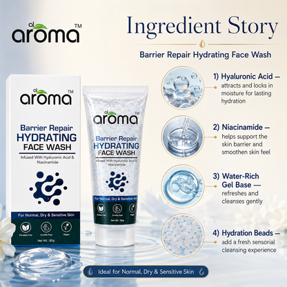 Barrier Repair Hydrating Face Wash with Hyaluronic Acid & Niacinamide – Moisture Lock & Skin Barrier Support Cleanser