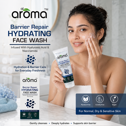 Barrier Repair Hydrating Face Wash with Hyaluronic Acid & Niacinamide – Moisture Lock & Skin Barrier Support Cleanser