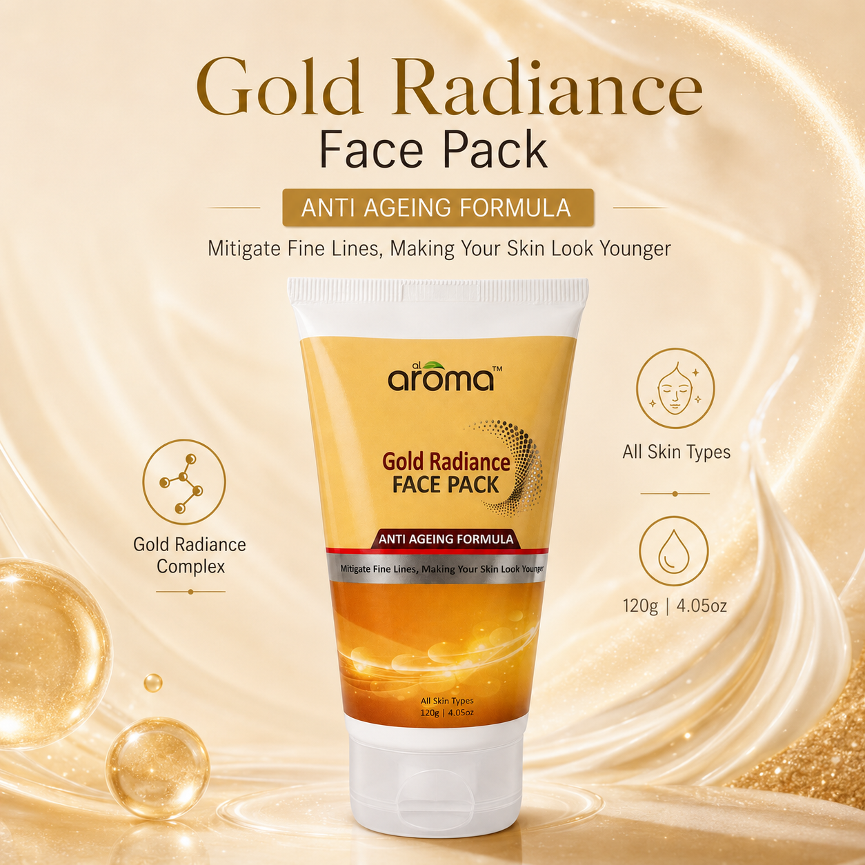 Gold Radiance Face Pack – Luxury Glow Face Mask with Real Gold Particles