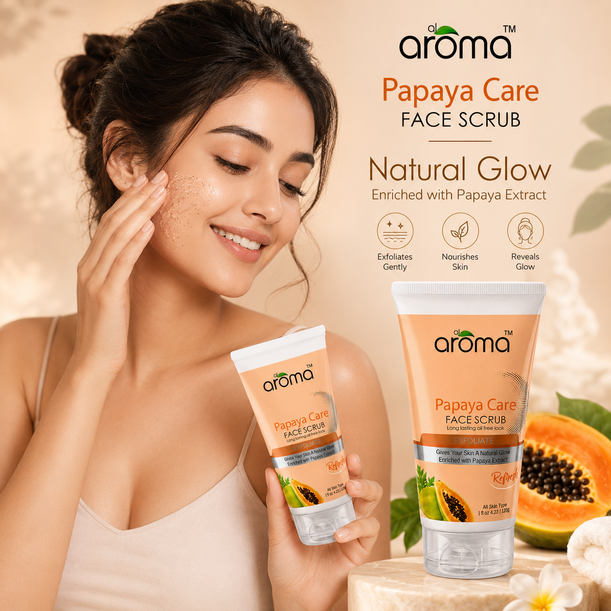 Papaya Care Face Scrub – Tan Removal & Brightening Scrub for Smooth, Glowing Skin