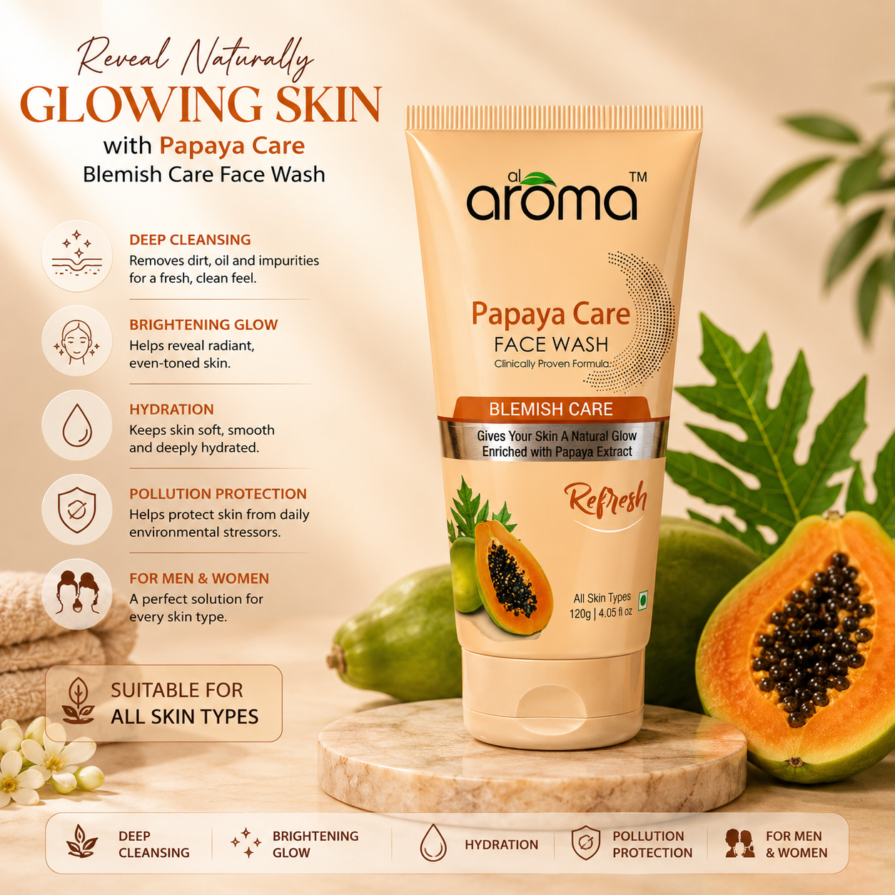 Papaya Care Face Wash – Gentle Brightening Cleanser for Clear & Glowing Skin
