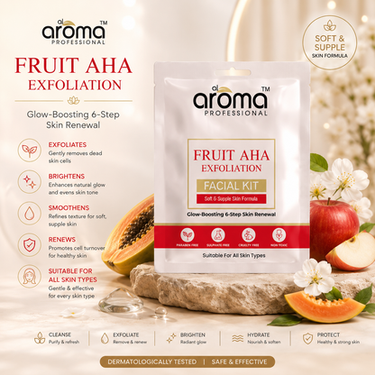 Fruit AHA Exfoliation Facial Kit – 6 Step Skin Renewal Facial with Fruit Acids & Natural AHAs for Clear, Smooth Skin