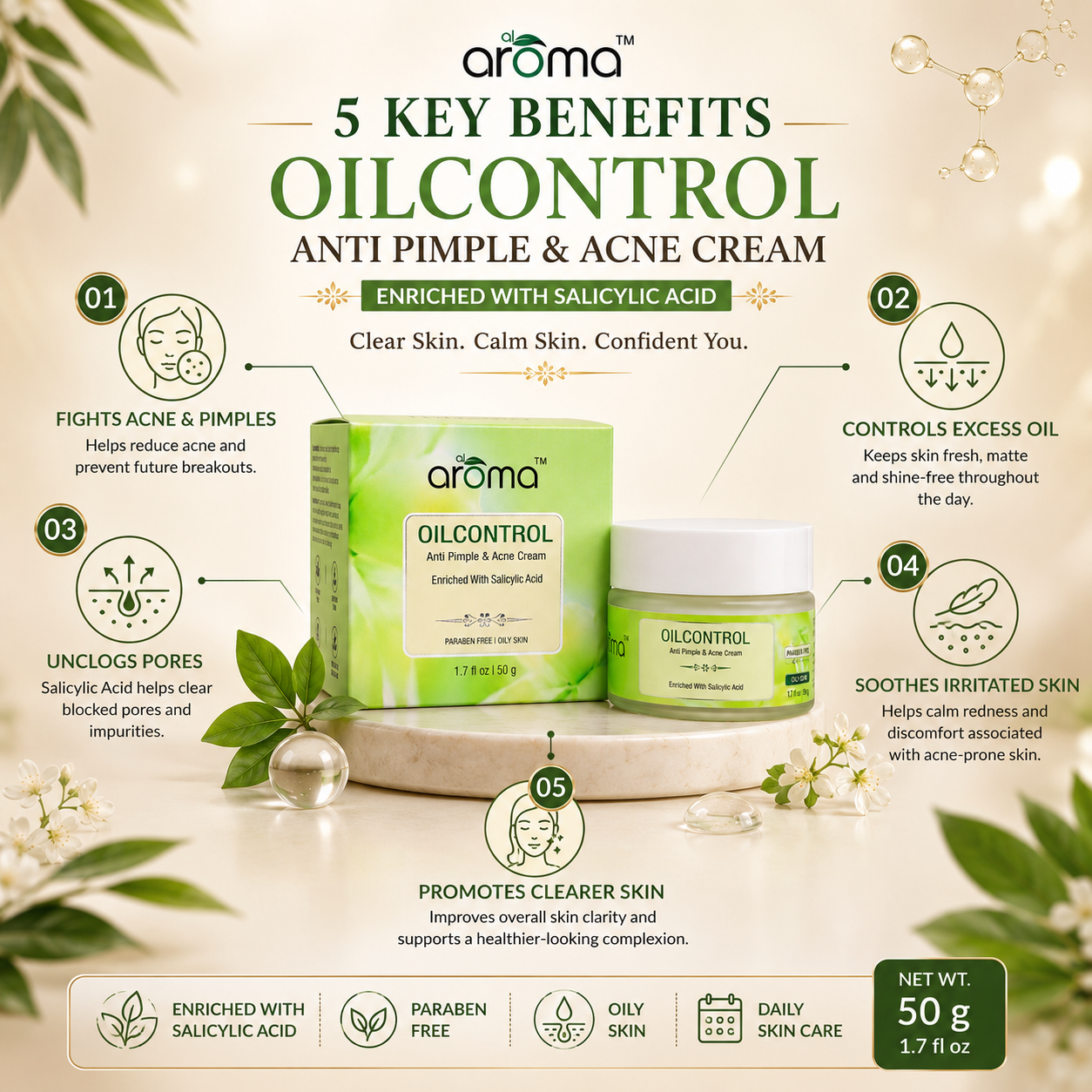 Oil Control Cream – Mattifying Moisturizer for Oily, Acne-Prone & Combination Skin