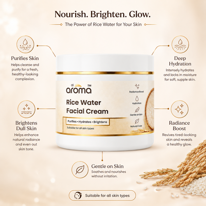 Rice Water Facial Cream – Nourishing & Glow-Boosting Massage Cream for Soft, Smooth & Radiant-Looking Skin