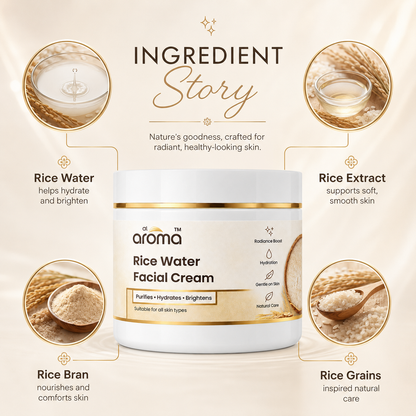 Rice Water Facial Cream – Nourishing & Glow-Boosting Massage Cream for Soft, Smooth & Radiant-Looking Skin