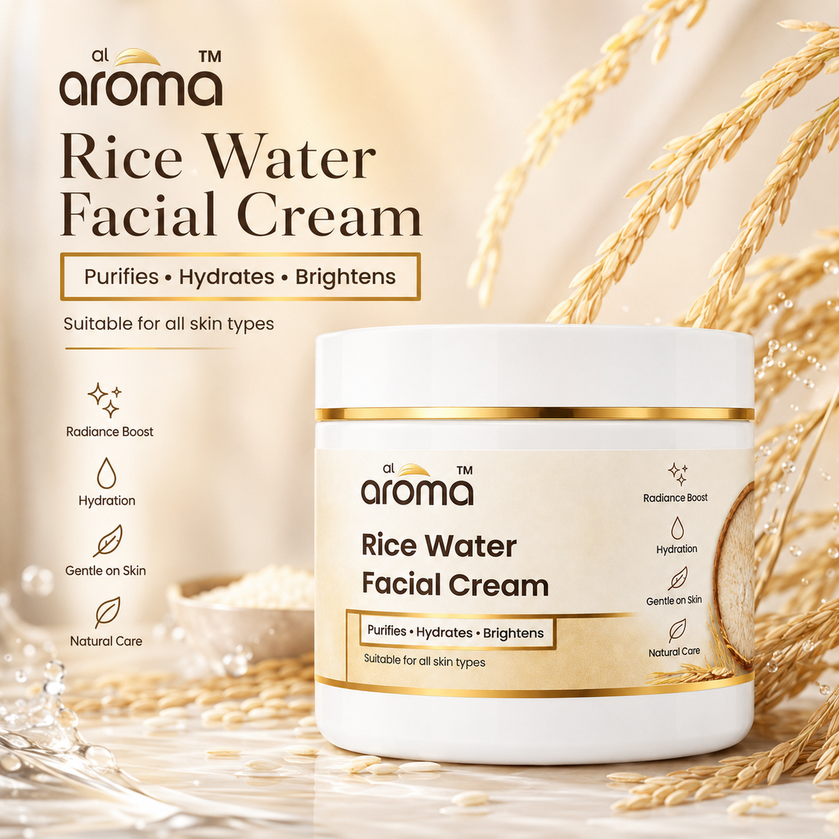 Rice Water Facial Cream – Nourishing & Glow-Boosting Massage Cream for Soft, Smooth & Radiant-Looking Skin