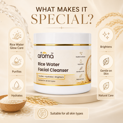 Rice Water Facial Cleanser – Gentle Cleansing & Glow-Boosting Face Cleanser for Soft, Smooth & Radiant-Looking Skin