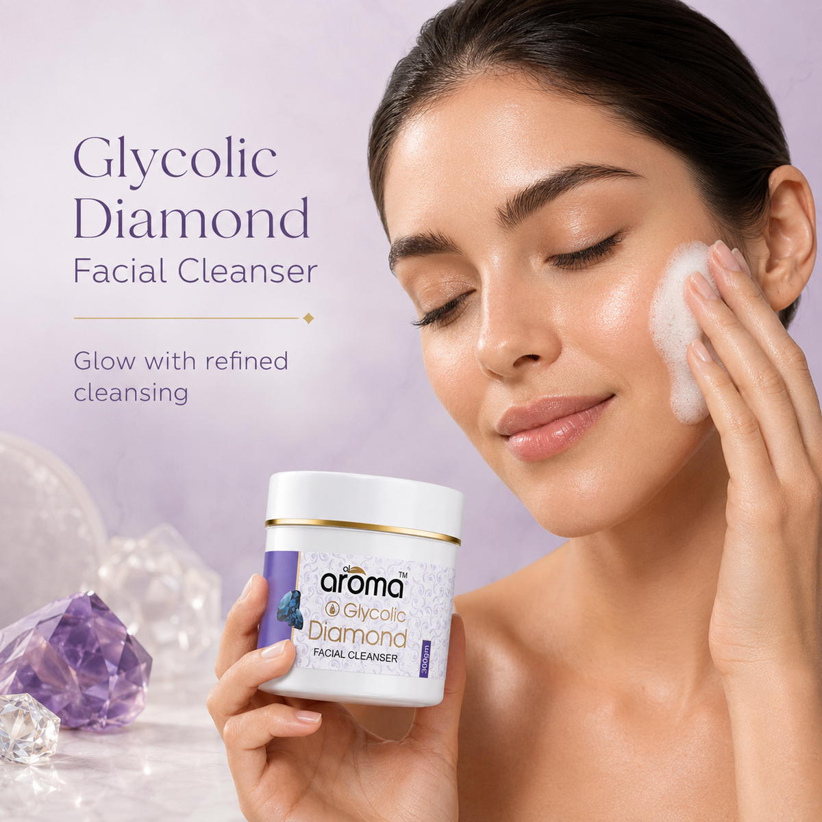 Glycolic Diamond Facial Cleanser – Deep Cleansing & Brightening Face Cleanser for Smooth, Refined & Radiant-Looking Skin