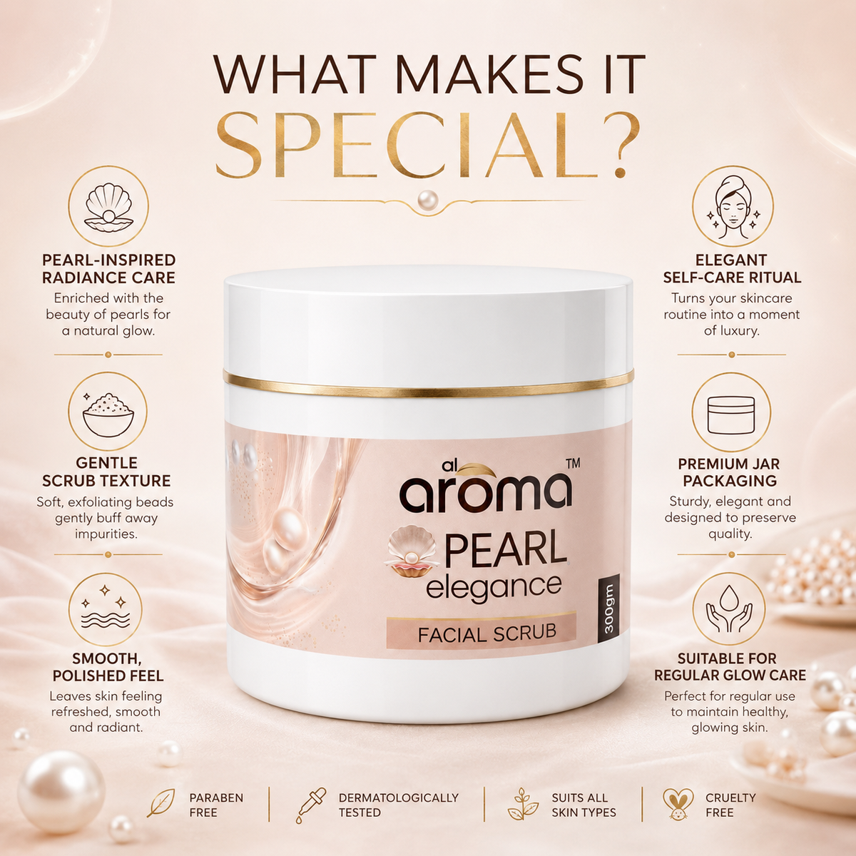 Pearl Elegance Facial Scrub – Gentle Exfoliating & Radiance-Boosting Face Scrub for Smooth, Polished & Luminous-Looking Skin