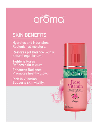 Rose Vitamin Skin Toner – Hydrating & Brightening Toner with Rose Water & Multivitamins