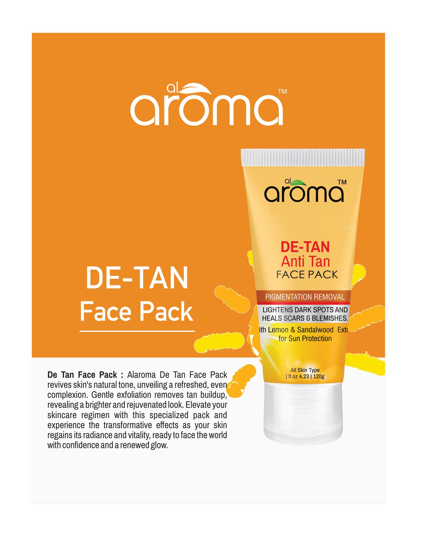De Tan Face Pack – Tan Removal & Brightening Mask for Sun-Exposed Skin