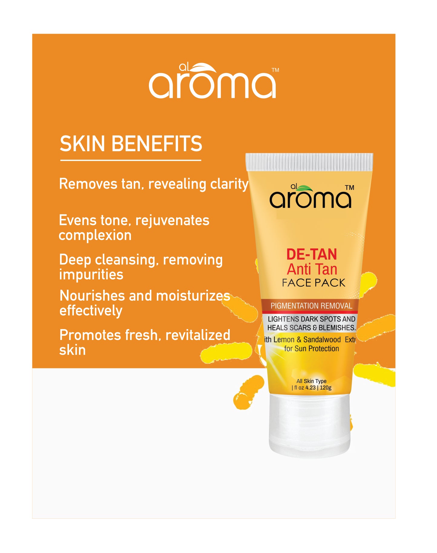 De Tan Face Pack – Tan Removal & Brightening Mask for Sun-Exposed Skin